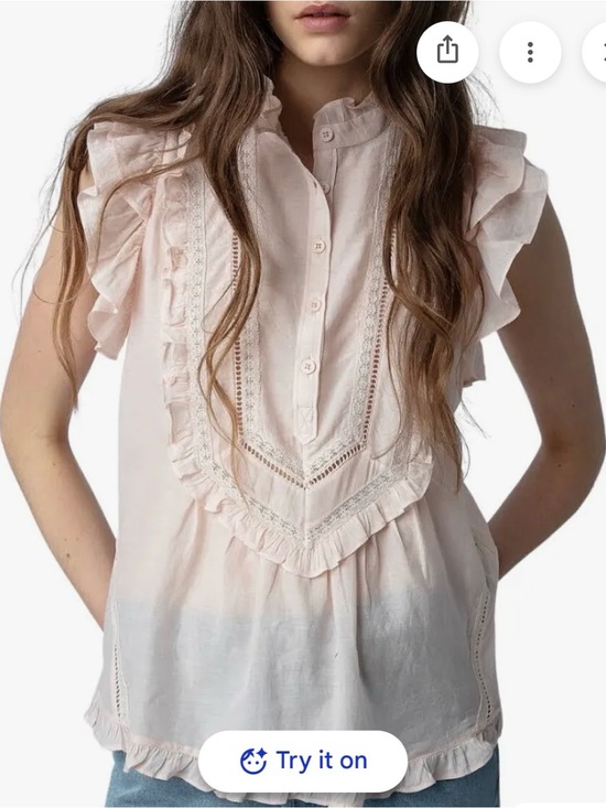 Zadig & Voltaire Tops - Zadig & Voltaire Blush Pink Ruffle Bib Sleeveless Top